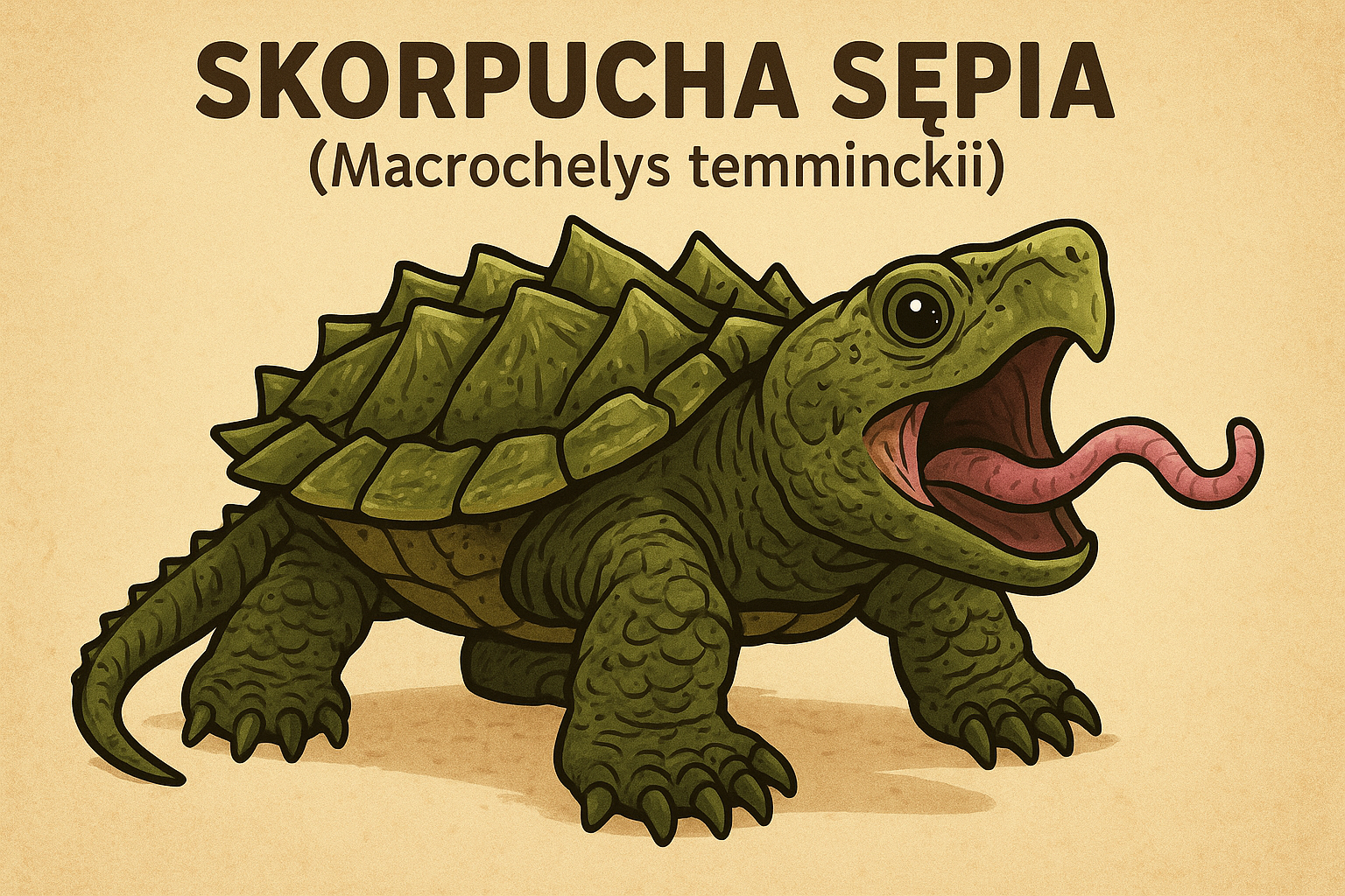Skorpucha sępia (Macrochelys temminckii) – żółw sępi, największy żółw słodkowodny świata
